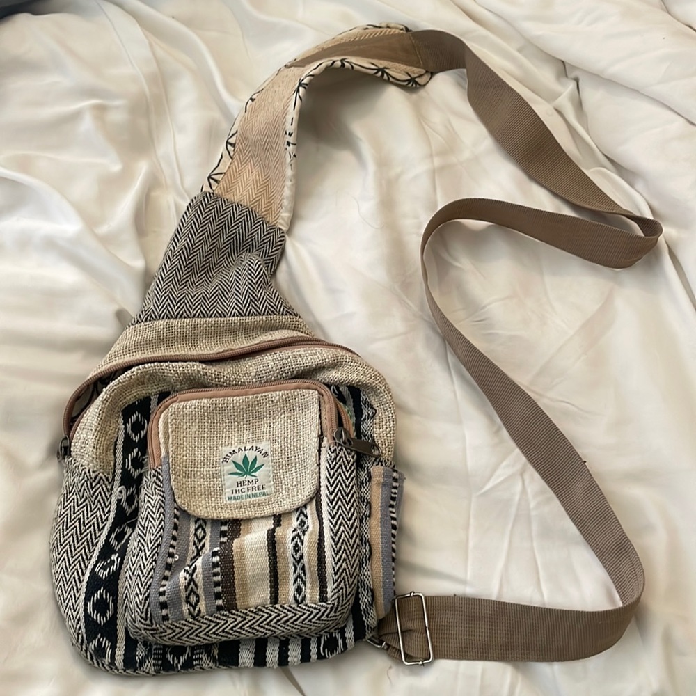 Himalayan hemp sling bag / mini backpack